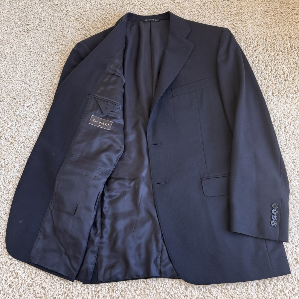 Canali Blazer Sport Coat Mens 54R Navy Blue Excellent Wool Water Resistant Italy